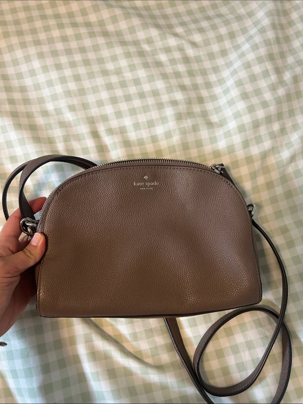 kate spade Brown Pebbled Leather Dome Crossbody